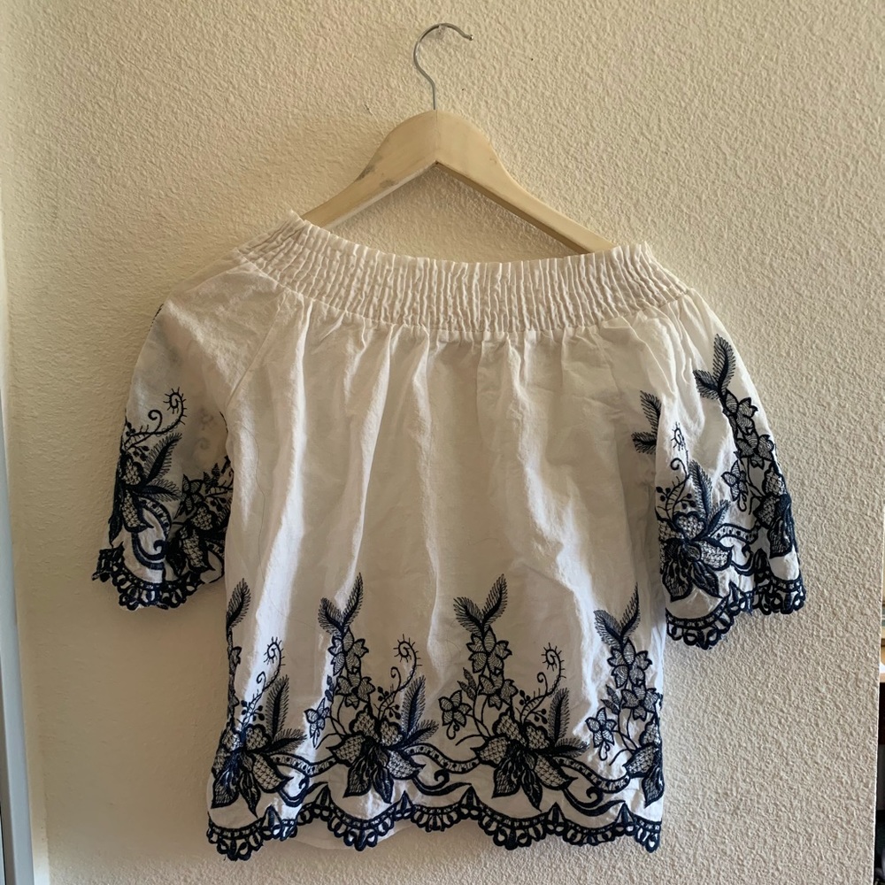 Floral Embroidered Off Shoulder